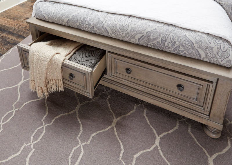 Bethel Wire Brushed Gray Sleigh Storage Platform Bedroom Set - Lara FurnitureBedroom Set