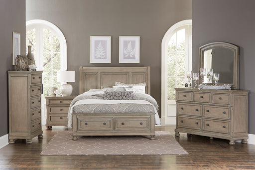 Bethel Wire Brushed Gray Sleigh Storage Platform Bedroom Set - Lara FurnitureBedroom Set