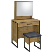 Bettin Vanity Set with Sliding Mirror and Stool Golden Oak - 930120