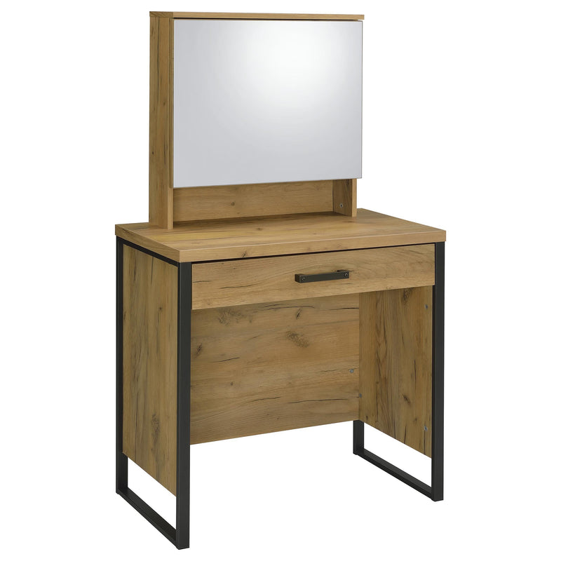 Bettin Vanity Set with Sliding Mirror and Stool Golden Oak - 930120