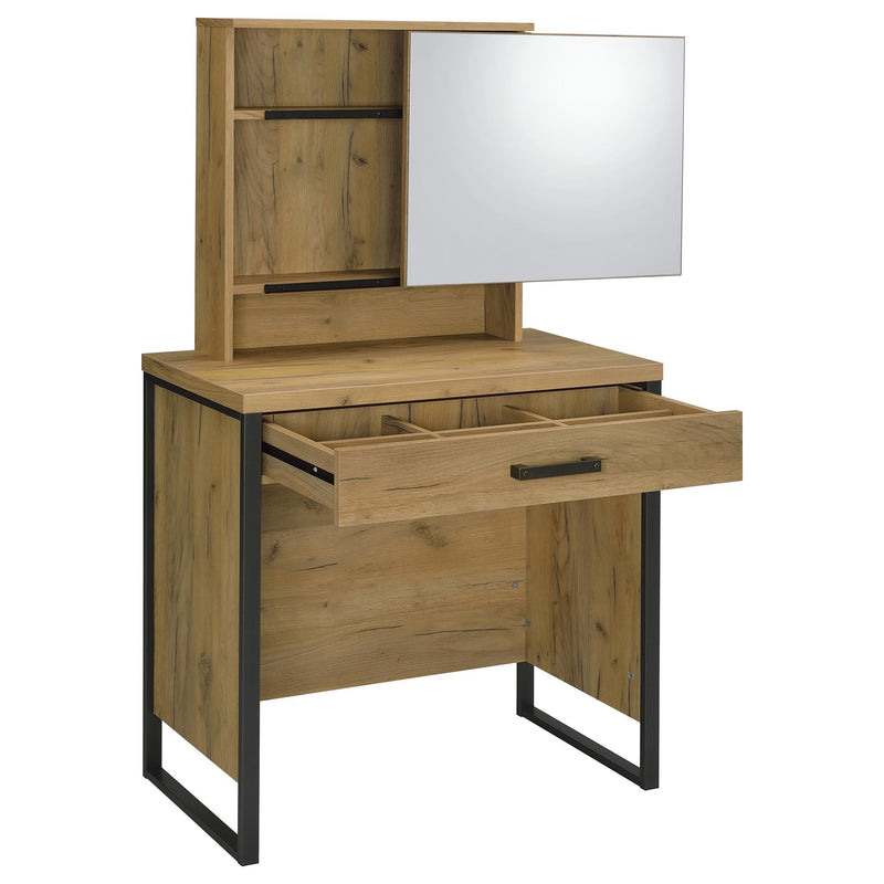 Bettin Vanity Set with Sliding Mirror and Stool Golden Oak - 930120