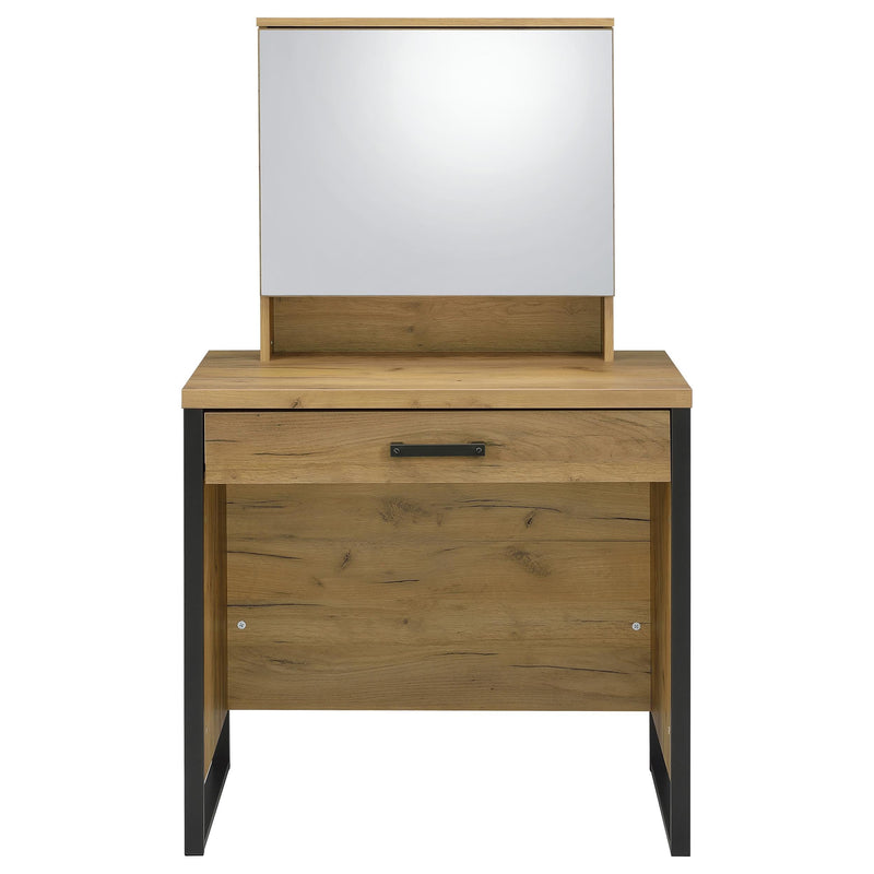 Bettin Vanity Set with Sliding Mirror and Stool Golden Oak - 930120