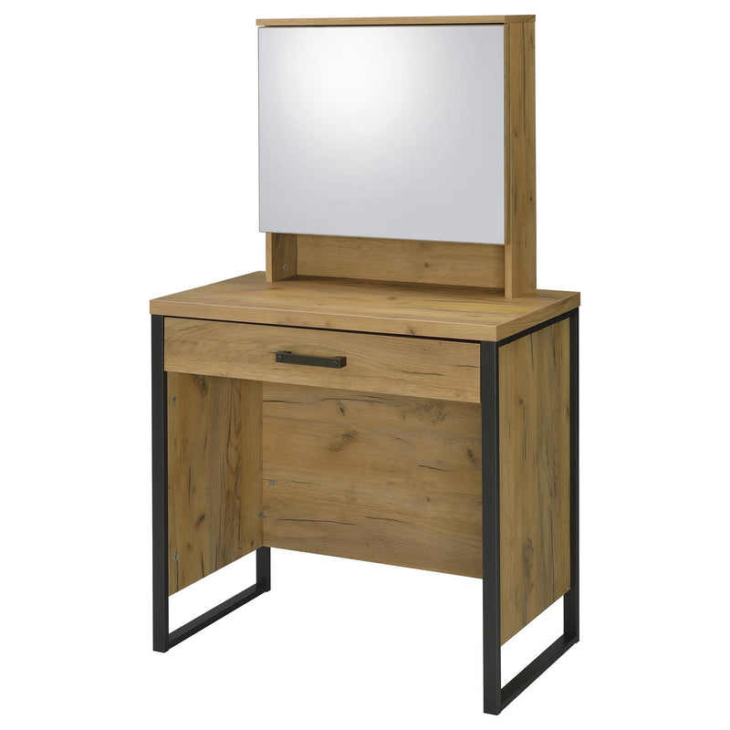 Bettin Vanity Set with Sliding Mirror and Stool Golden Oak - 930120