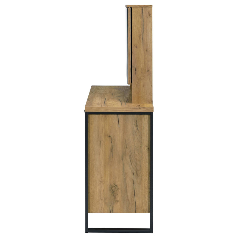 Bettin Vanity Set with Sliding Mirror and Stool Golden Oak - 930120