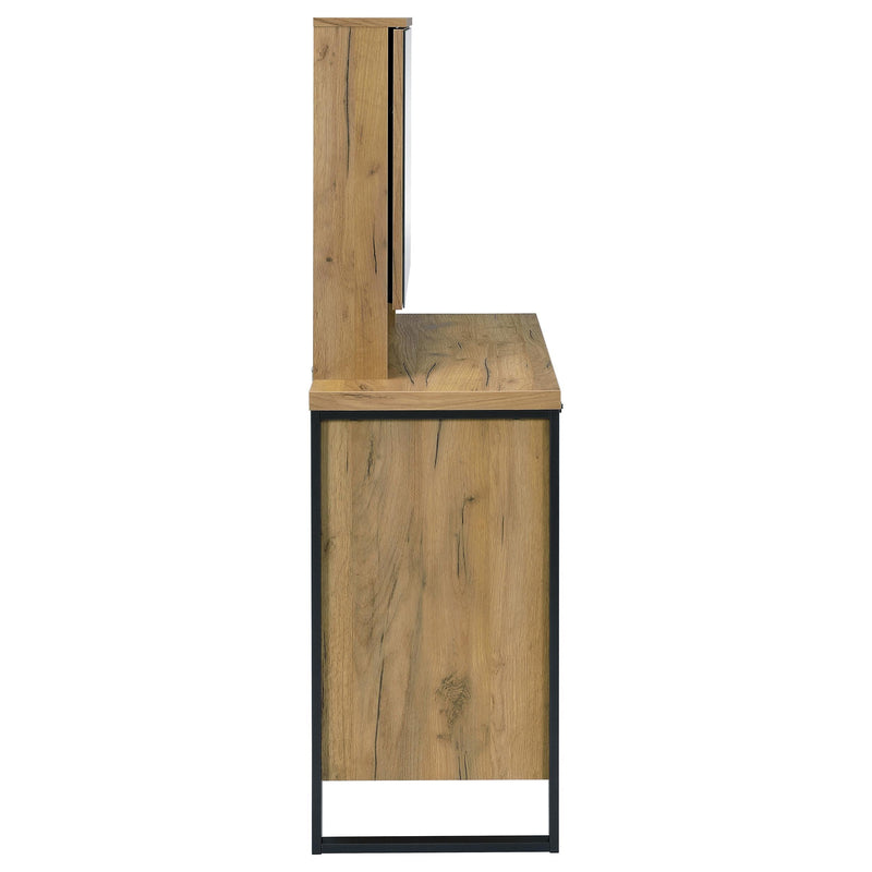Bettin Vanity Set with Sliding Mirror and Stool Golden Oak - 930120