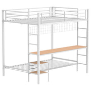 Bettoni Full-Over-Twin Workstation Bunk Bed Matte White - 460209WHT