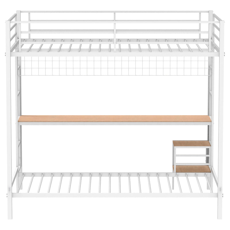 Bettoni Full-Over-Twin Workstation Bunk Bed Matte White - 460209WHT