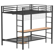 Bettoni Metal Full Over Twin Workstation Bunk Bed Matte Black - 460209BLK