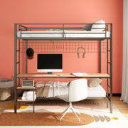 Bettoni Metal Full Over Twin Workstation Bunk Bed Matte Black - 460209BLK