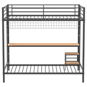 Bettoni Metal Full Over Twin Workstation Bunk Bed Matte Black - 460209BLK