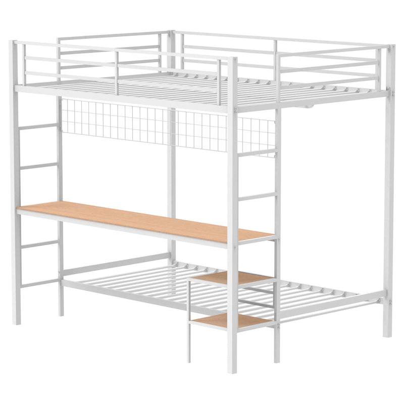 Bettoni Full-Over-Twin Workstation Bunk Bed Matte White - 460209WHT
