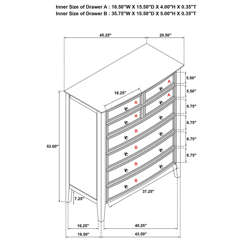 Bexhill 8-drawer Chest of Drawers White - 223475