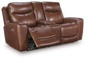 Bexhurst Mahogany Power Reclining Loveseat with Console - PCU1210218