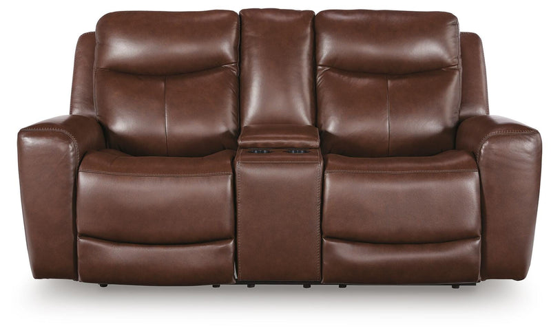 Bexhurst Mahogany Power Reclining Loveseat with Console - PCU1210218