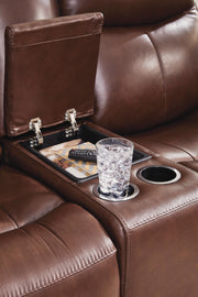 Bexhurst Mahogany Power Reclining Loveseat with Console - PCU1210218