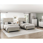 BHE5878BE-44* (2) 44" Beige Microfiber Platform Bed - BHE5878BE-44*