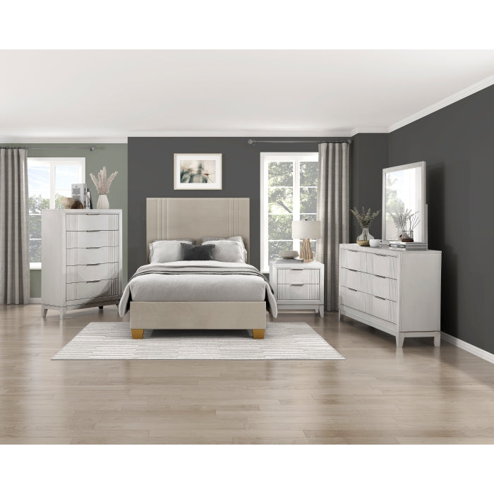 BHE5878BE-48* (2) 48" Beige Microfiber Platform Bed - BHE5878BE-48*