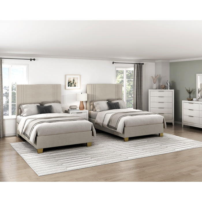 BHE5878BE-48* (2) 48" Beige Microfiber Platform Bed - BHE5878BE-48*