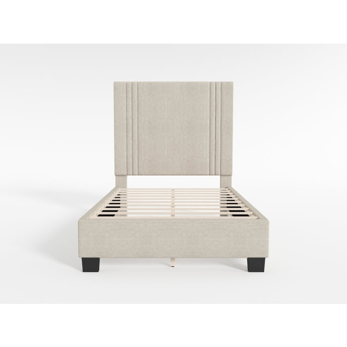 BHE5878NLB-48* (2) 48” Light Beige Microfiber Platform Bed - BHE5878NLB-48*