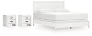 Binterglen California King Panel Bed with 2 Nightstands in White from Ashley - Lara Furniture