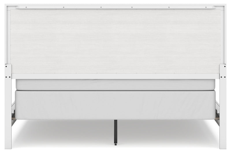 Binterglen California King Panel Bed with Mirrored Dresser and 2 Nightstands in White from Ashley - Lara Furniture