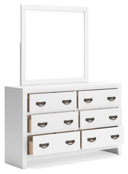 Binterglen California King Panel Bed with Mirrored Dresser and 2 Nightstands in White from Ashley - Lara Furniture