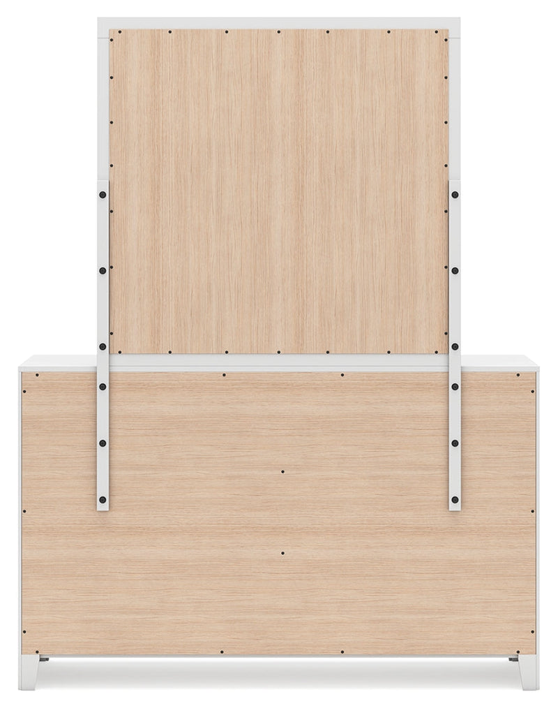 Binterglen California King Panel Bed with Mirrored Dresser and 2 Nightstands in White from Ashley - Lara Furniture