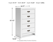 Binterglen California King Panel Bed with Mirrored Dresser and Chest in White from Ashley - Lara Furniture