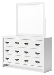 Binterglen California King Panel Bed with Mirrored Dresser and Chest in White from Ashley - Lara Furniture
