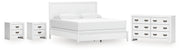 Binterglen King Panel Bed with Dresser and 2 Nightstands in White from Ashley - Lara Furniture