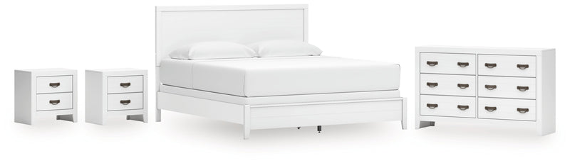 Binterglen King Panel Bed with Dresser and 2 Nightstands in White from Ashley - Lara Furniture