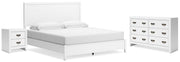 Binterglen King Panel Bed with Dresser and Nightstand in White - Lara FurnitureBedroom Set