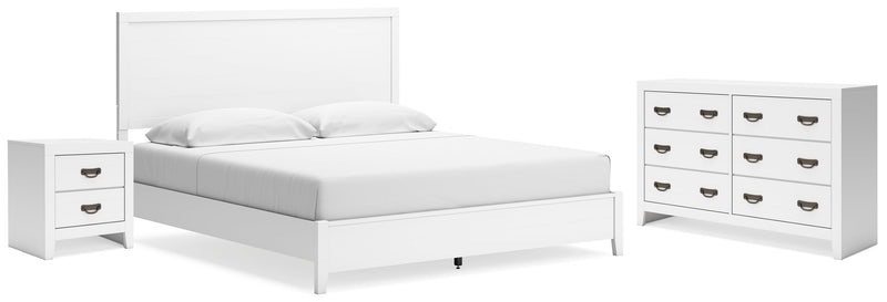 Binterglen King Panel Bed with Dresser and Nightstand in White - Lara FurnitureBedroom Set