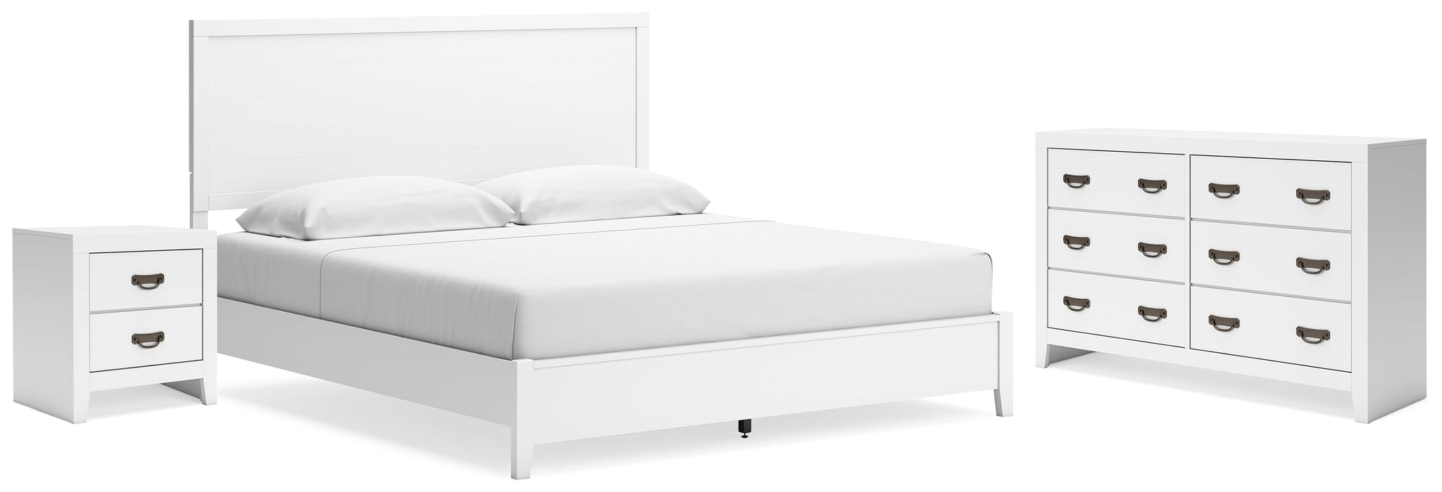 Binterglen King Panel Bed with Dresser and Nightstand in White - Gate FurnitureBedroom Set