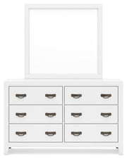 Binterglen King Panel Bed with Mirrored Dresser and Chest in White from Ashley - Lara Furniture