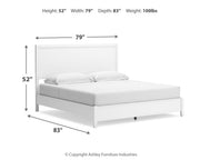 Binterglen King Panel Bed with Mirrored Dresser and Chest in White from Ashley - Lara Furniture