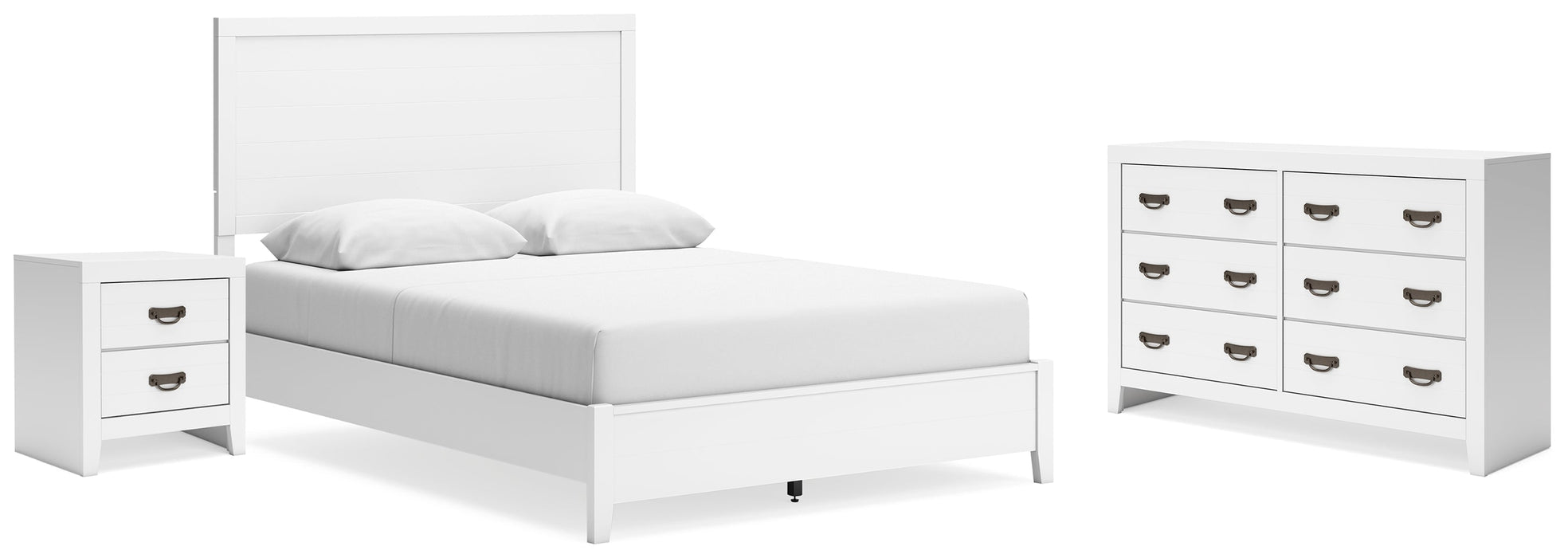 Binterglen Queen Panel Bed with Dresser and Nightstand in White - Gate FurnitureBedroom Set