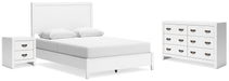 Binterglen Queen Panel Bed with Dresser and Nightstand in White - Gate FurnitureBedroom Set