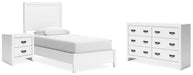 Binterglen Twin Panel Bed with Dresser and Nightstand in White - Gate FurnitureYouth Bedroom Set