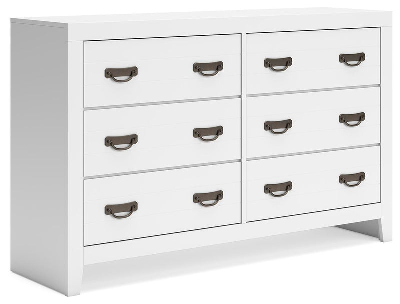 Binterglen Twin Panel Bed with Dresser in White - PKG016596