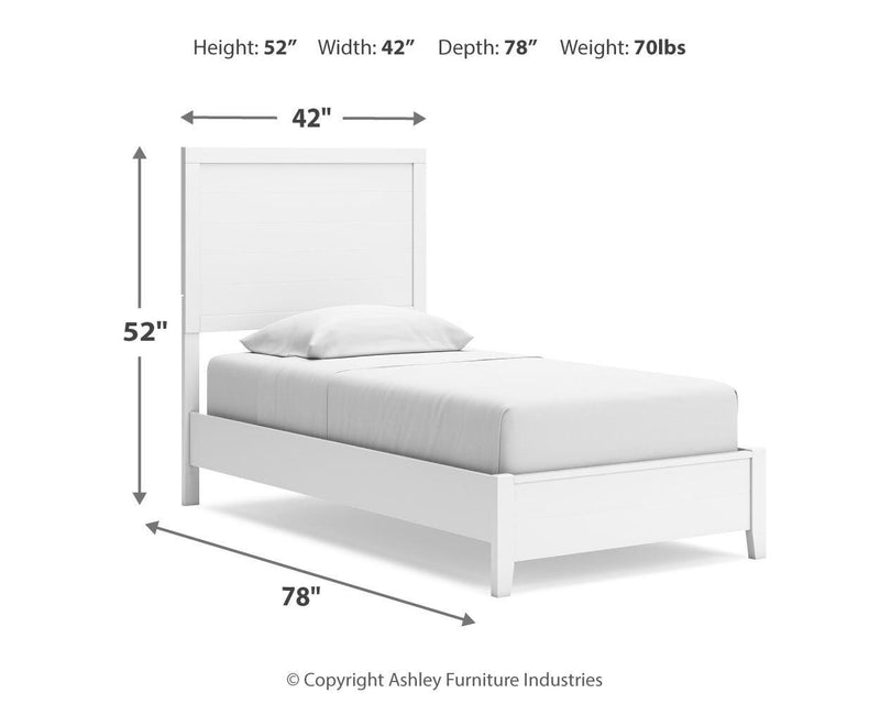 Binterglen Twin Panel Bed with Dresser in White - PKG016596