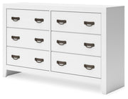 Binterglen Twin Panel Bed with Dresser in White - PKG016596