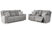 Biscoe Pewter Power Reclining Living Room Set - Lara FurniturePower Reclining Living Room Set