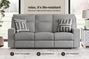 Biscoe Pewter Power Reclining Living Room Set - Lara FurniturePower Reclining Living Room Set