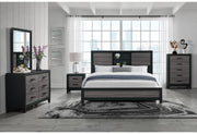 Lisbon Grey/Black Bookcase Full Bed Group - LISBON-GREY/BLACK-BOOKCASE FBG