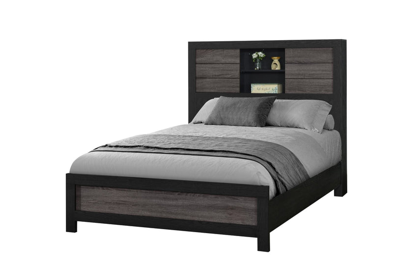 Lisbon Grey/Black Bookcase Full Bed Group - LISBON-GREY/BLACK-BOOKCASE FBG