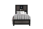 Lisbon Grey/Black Bookcase Twin Bed - LISBON-GREY/BLACK-BOOKCASE TB