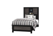 Lisbon Grey/Black Bookcase Twin Bed - LISBON-GREY/BLACK-BOOKCASE TB