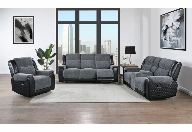 U5914 Grey/Black Reclining Sofa - U5914-GREY/BLACK-RS