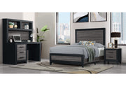 Lisbon Grey/Black Twin Bed, Dresser, Mirror And Nightstand - LISBON-GREY/BLACK-TB+DR+MR+NS